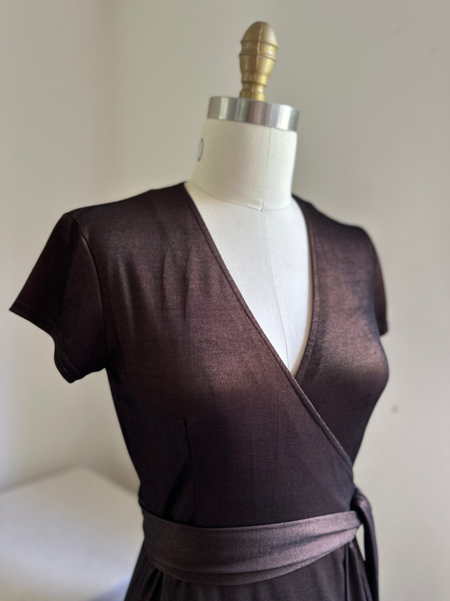 Esprit de Corp Shimmery Brown Wrap Dress