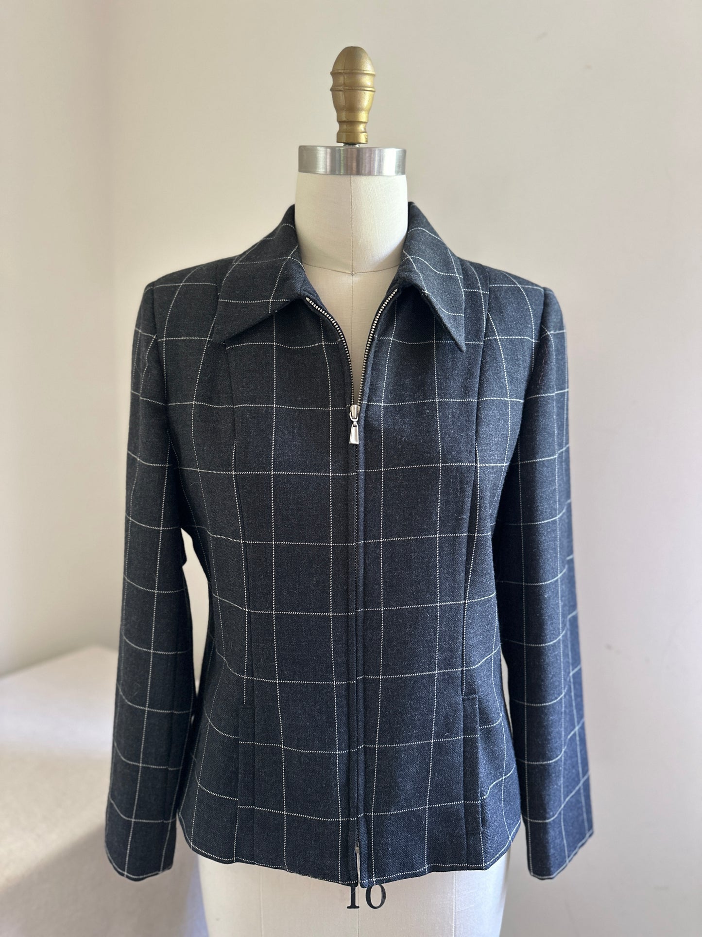 Alanni Gray Wool Zip Up Tailored Bomber Jacket
