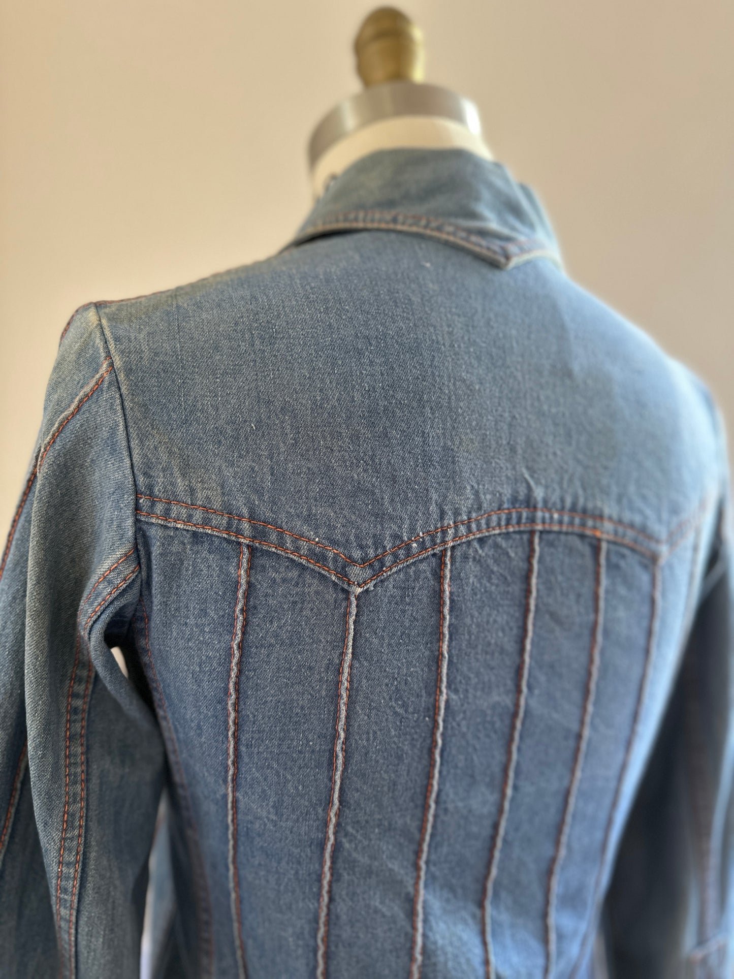 Faded Glory Top Stitched Denim Snap Shirt