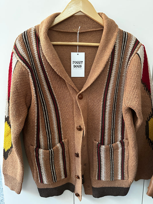 Striped Brown Cotton Cardigan