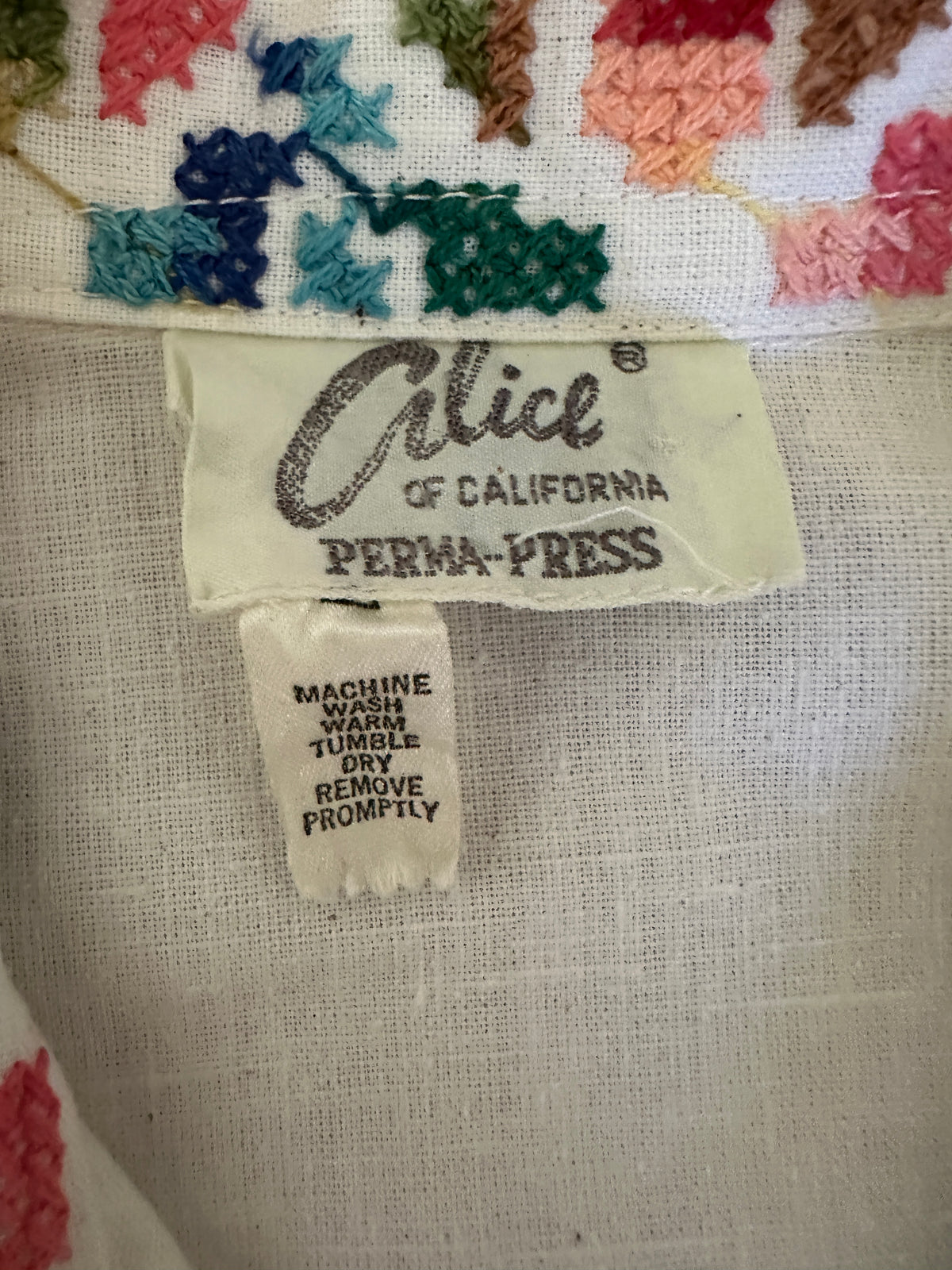 Alice of California Cream Embroidered Long Sleeve Blouse