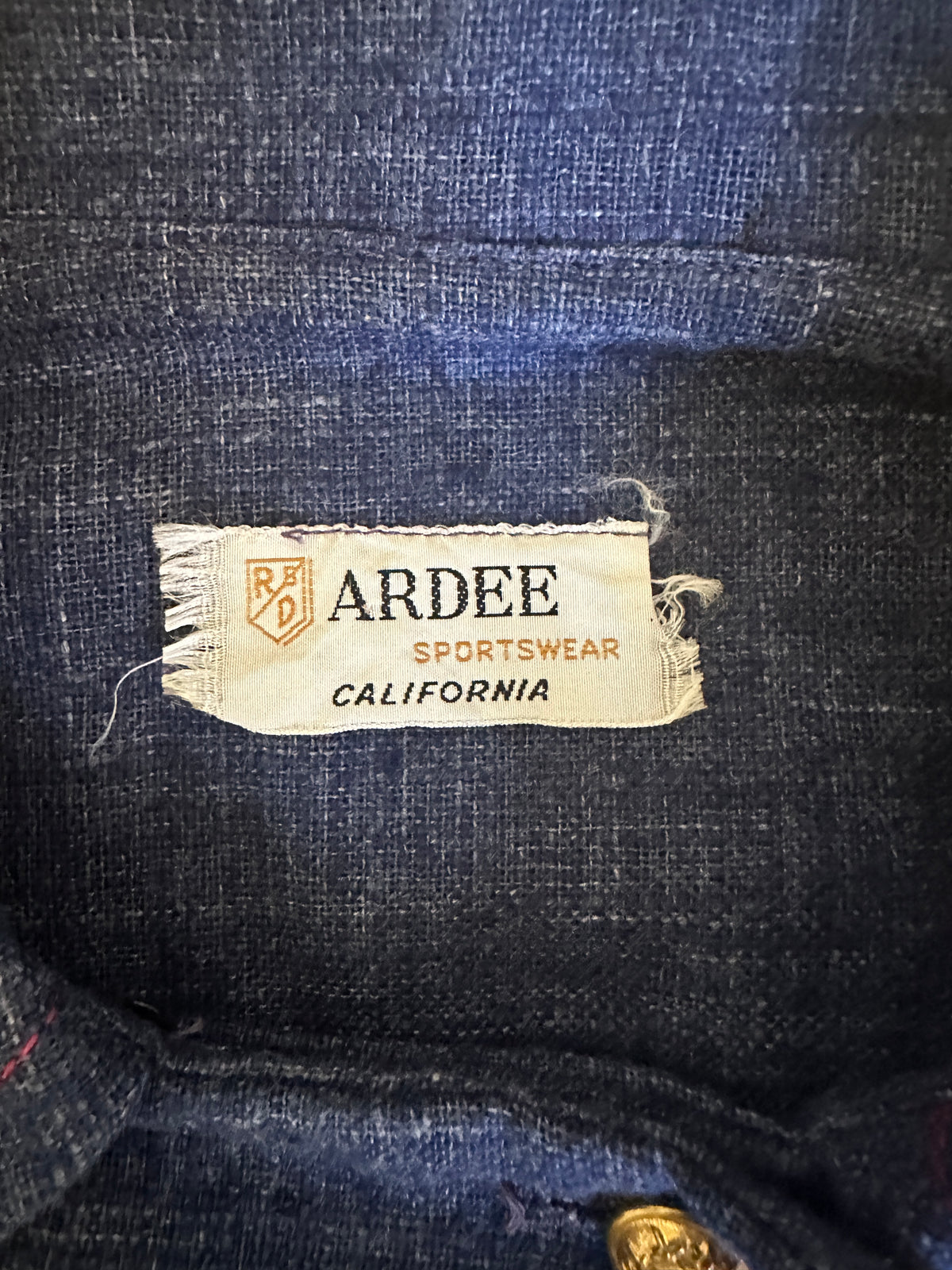 Ardee California Sportswear Blue Linen Cropped Jacket with Brass Buttons