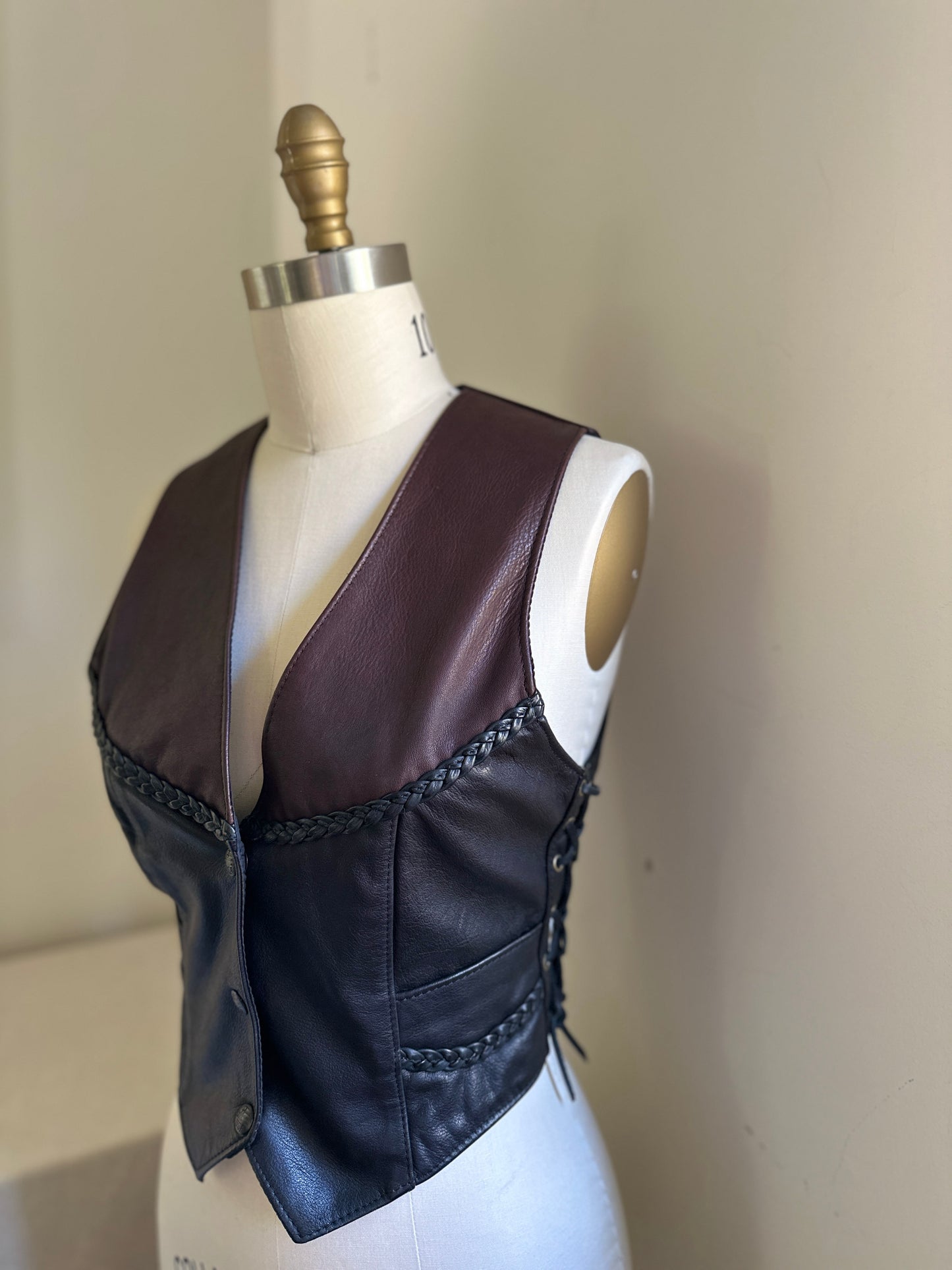 US Made Middleton MA. Brown and Black Leather Vest