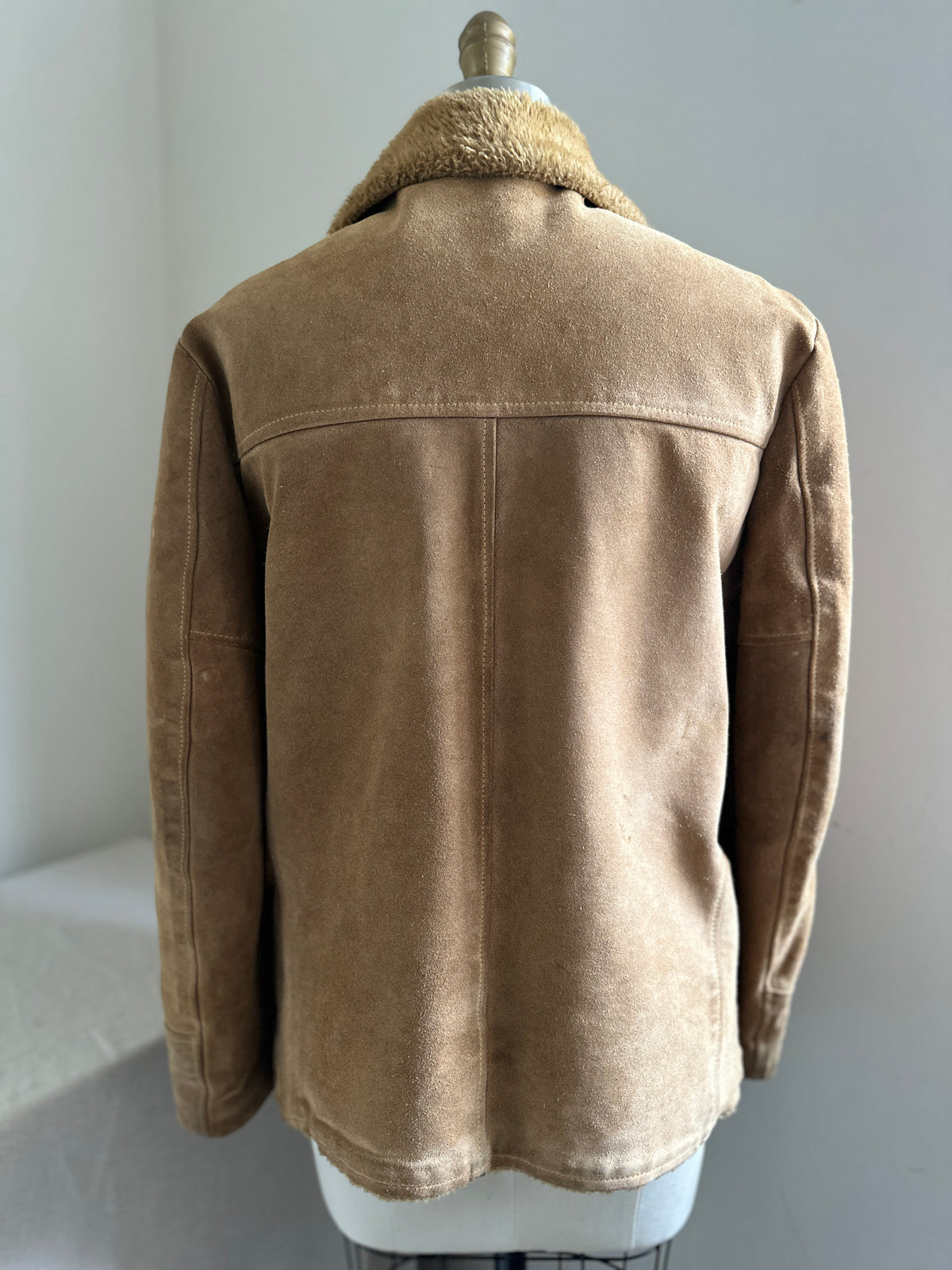 JC Pennys Leather Sherpa Lined Brown  Ranch Coat