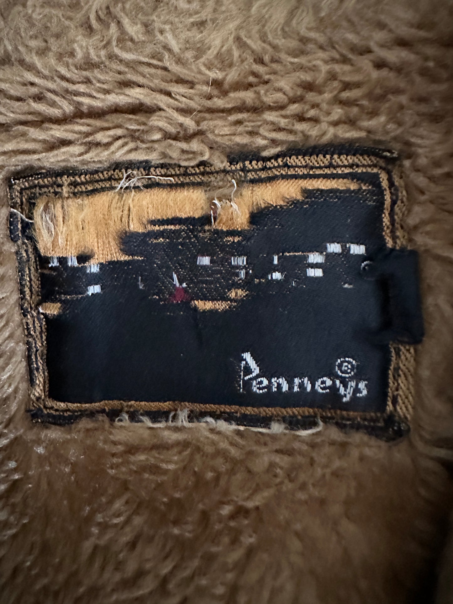 JC Pennys Leather Sherpa Lined Brown  Ranch Coat