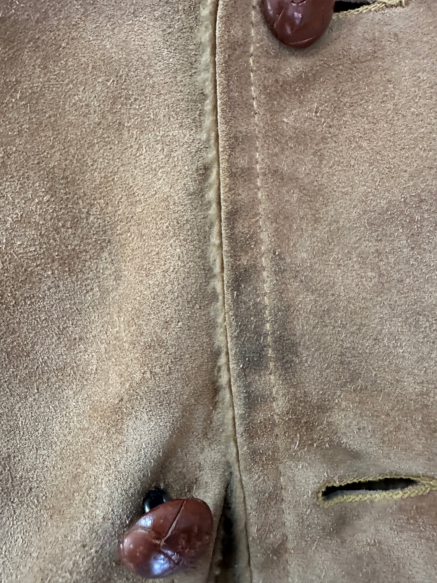 JC Pennys Leather Sherpa Lined Brown  Ranch Coat
