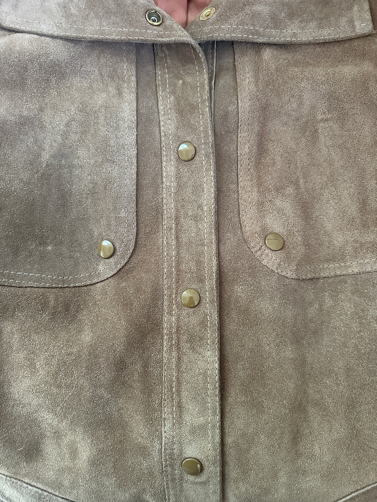 A & F Originals Brown Snap Up Leather Jacket