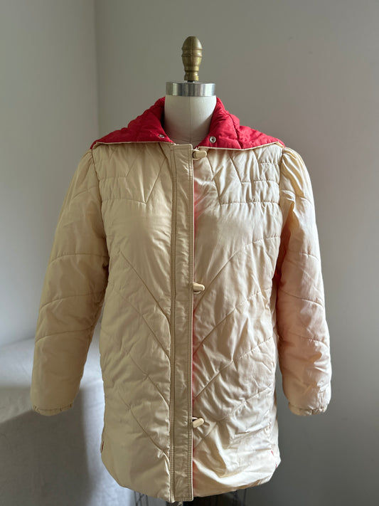 Sears Cream Puffy Jacket With Hood