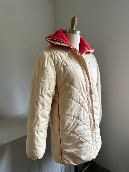 Sears Cream Puffy Jacket With Hood