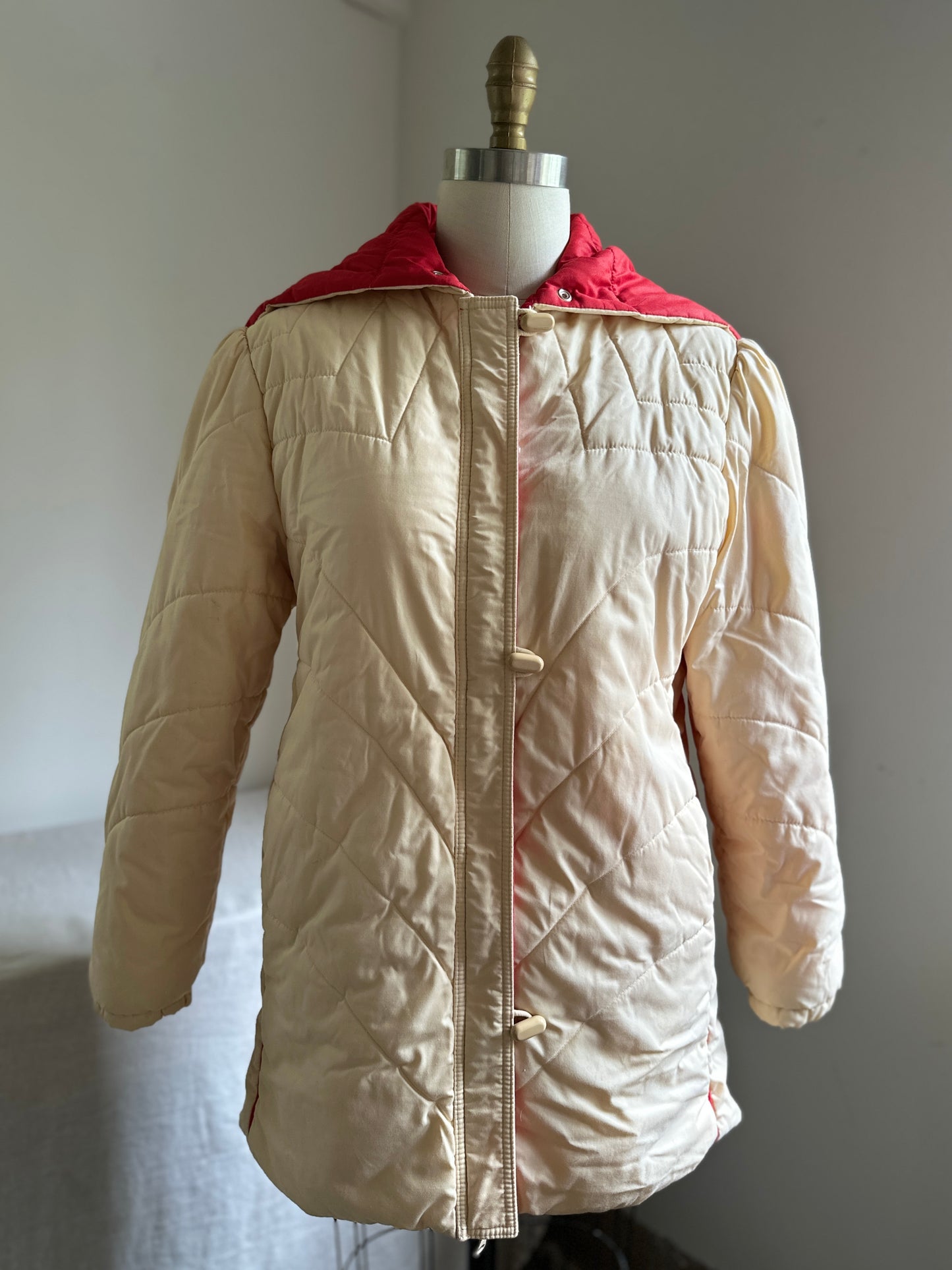 Sears Cream Puffy Jacket With Hood