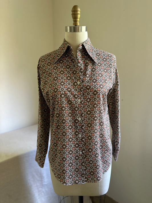 Spiegel Brown Patterned Dress Shirt