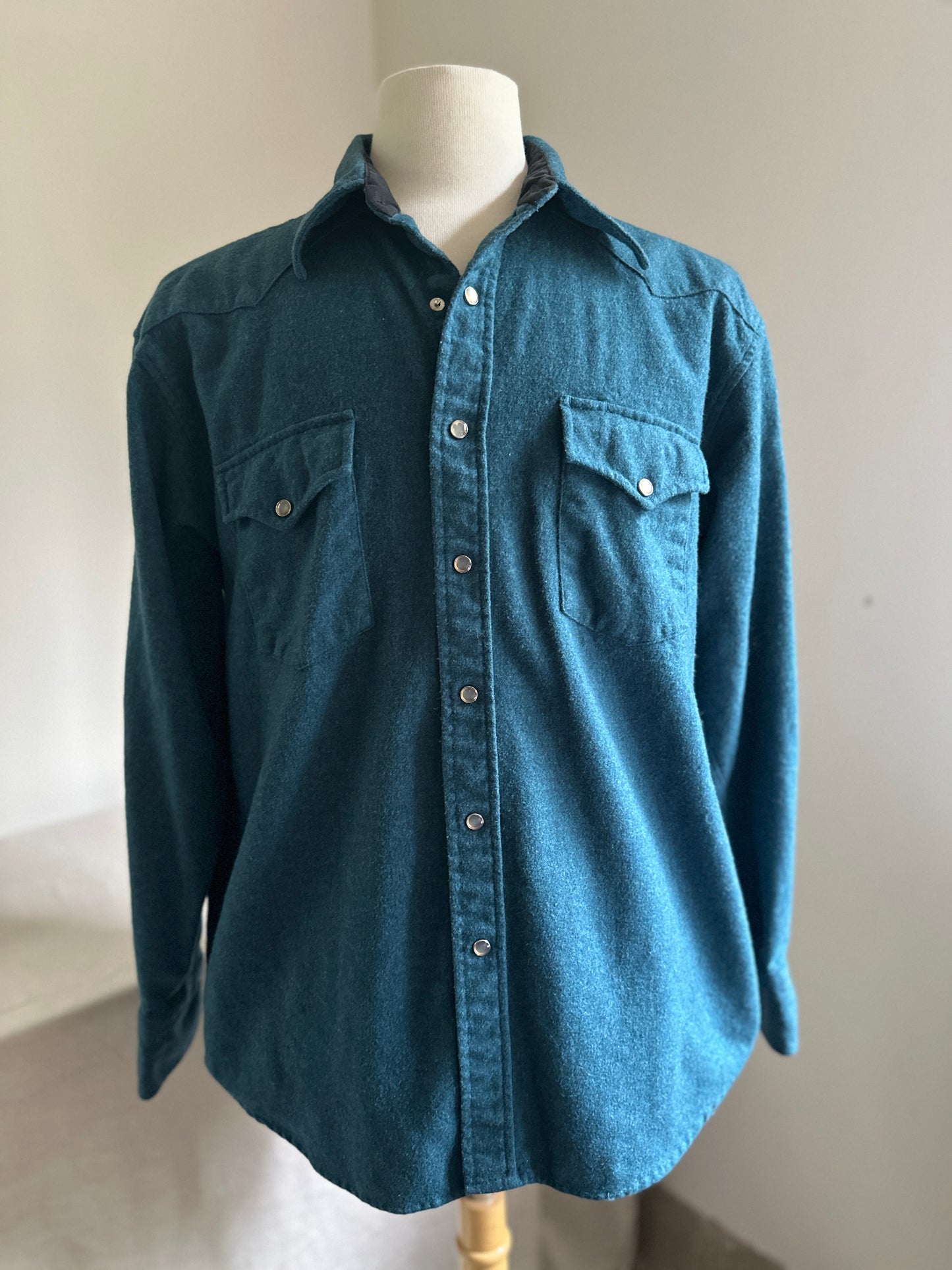 Pendleton Blue Wool Pearl Snap Up Shirt