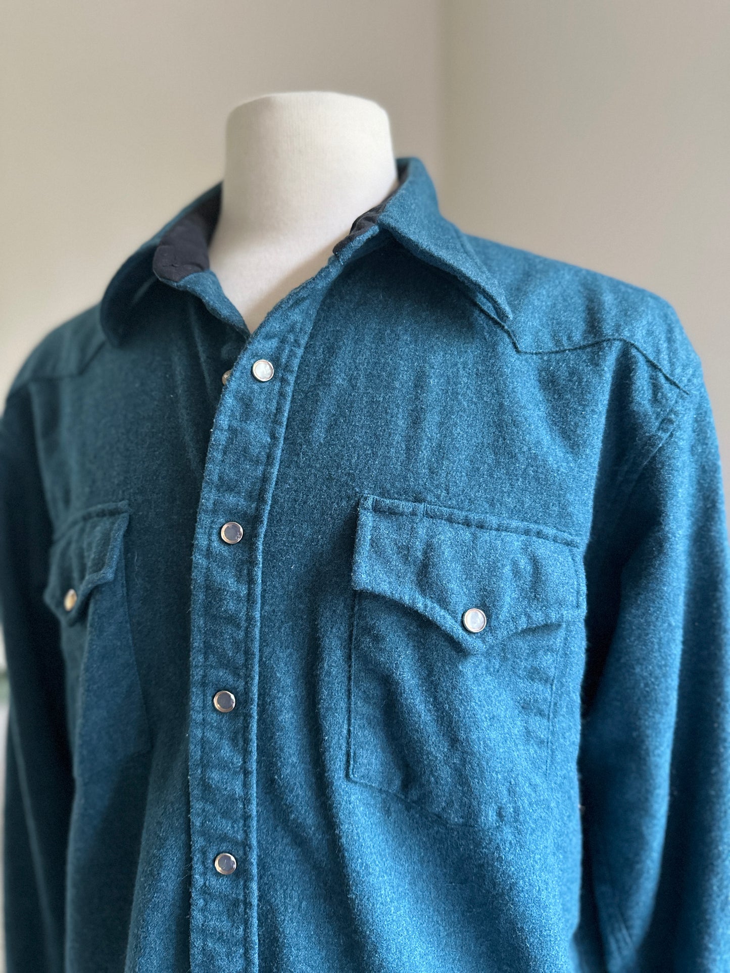 Pendleton Blue Wool Pearl Snap Up Shirt