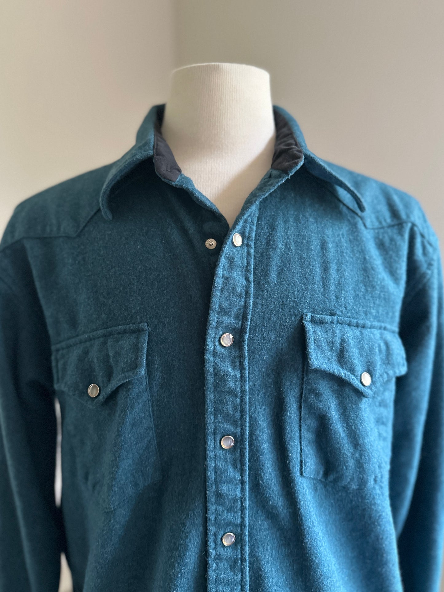 Pendleton Blue Wool Pearl Snap Up Shirt