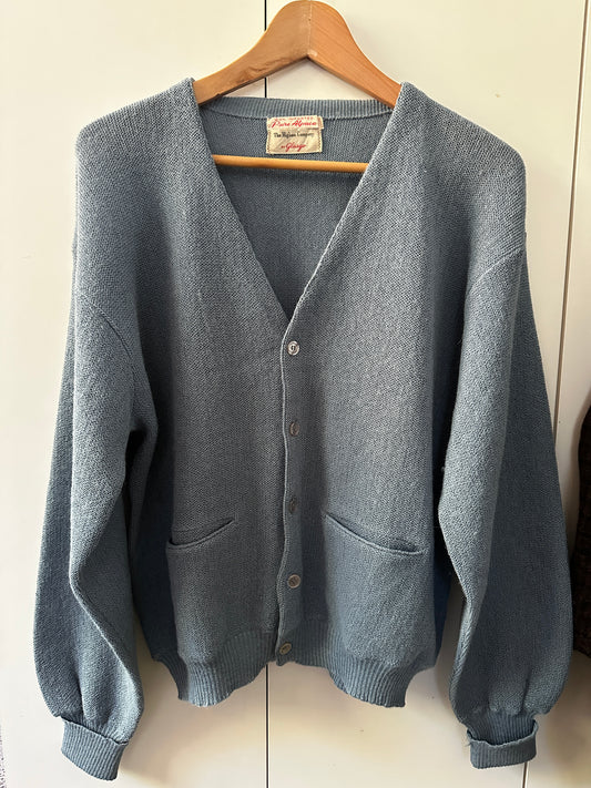 Glasgo 70's 100% Pure Alpaca Wool Blue Cardigan