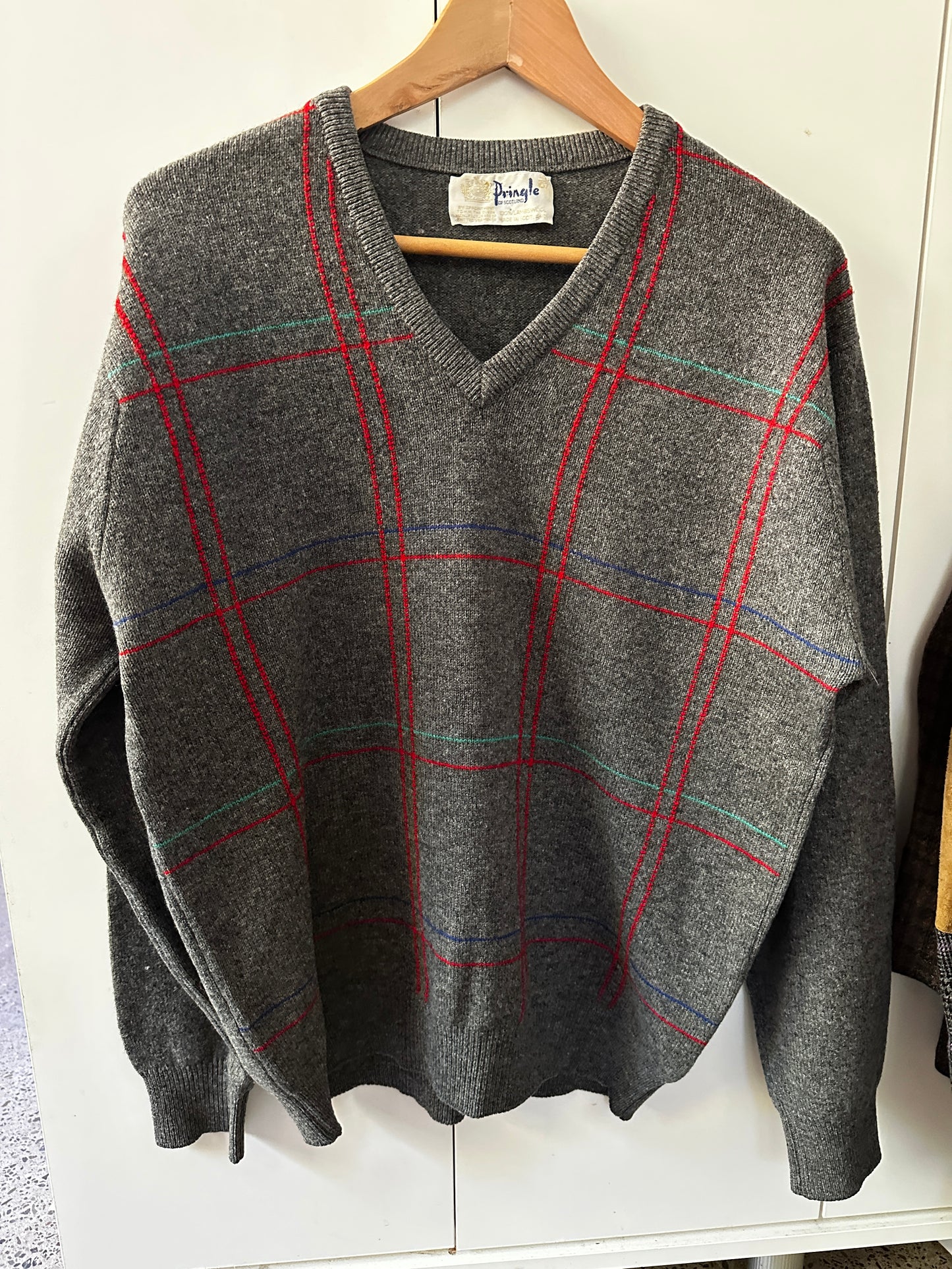Pringle of Scotland Grey Lambswool V-Neck Sweater