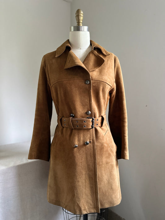 Aleksander Suede Double Breasted Lamb Leather Coat
