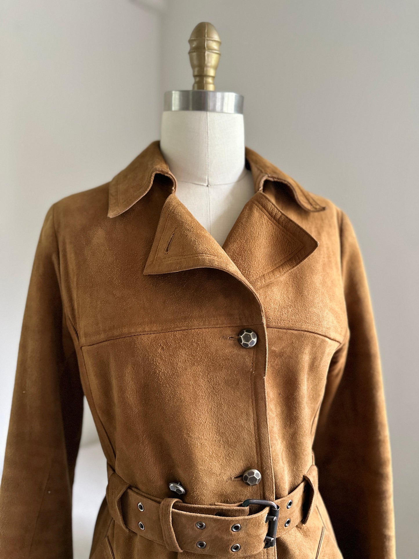 Aleksander Suede Double Breasted Lamb Leather Coat