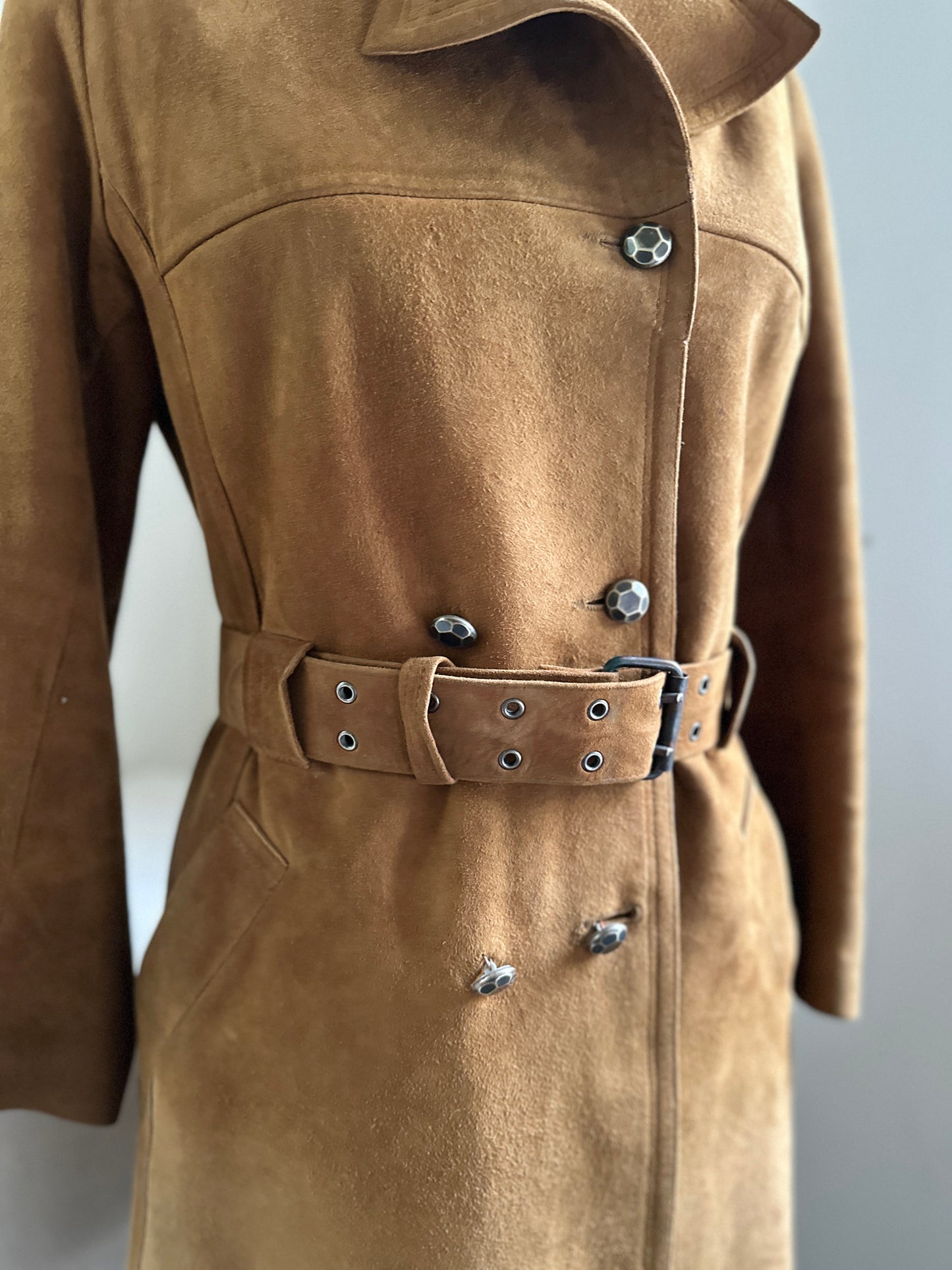 Aleksander Suede Double Breasted Lamb Leather Coat