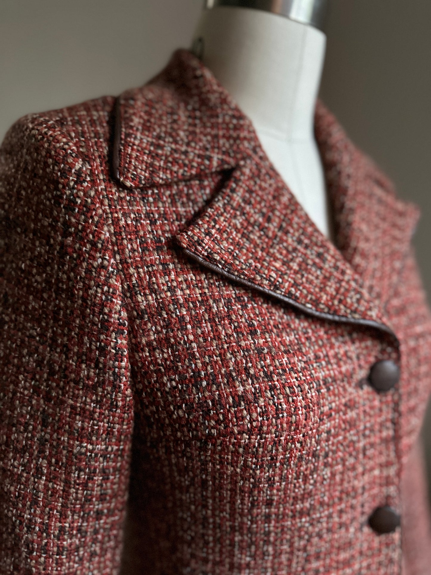 Sisley Wool and Alpaca Brown Plaid Overcoat