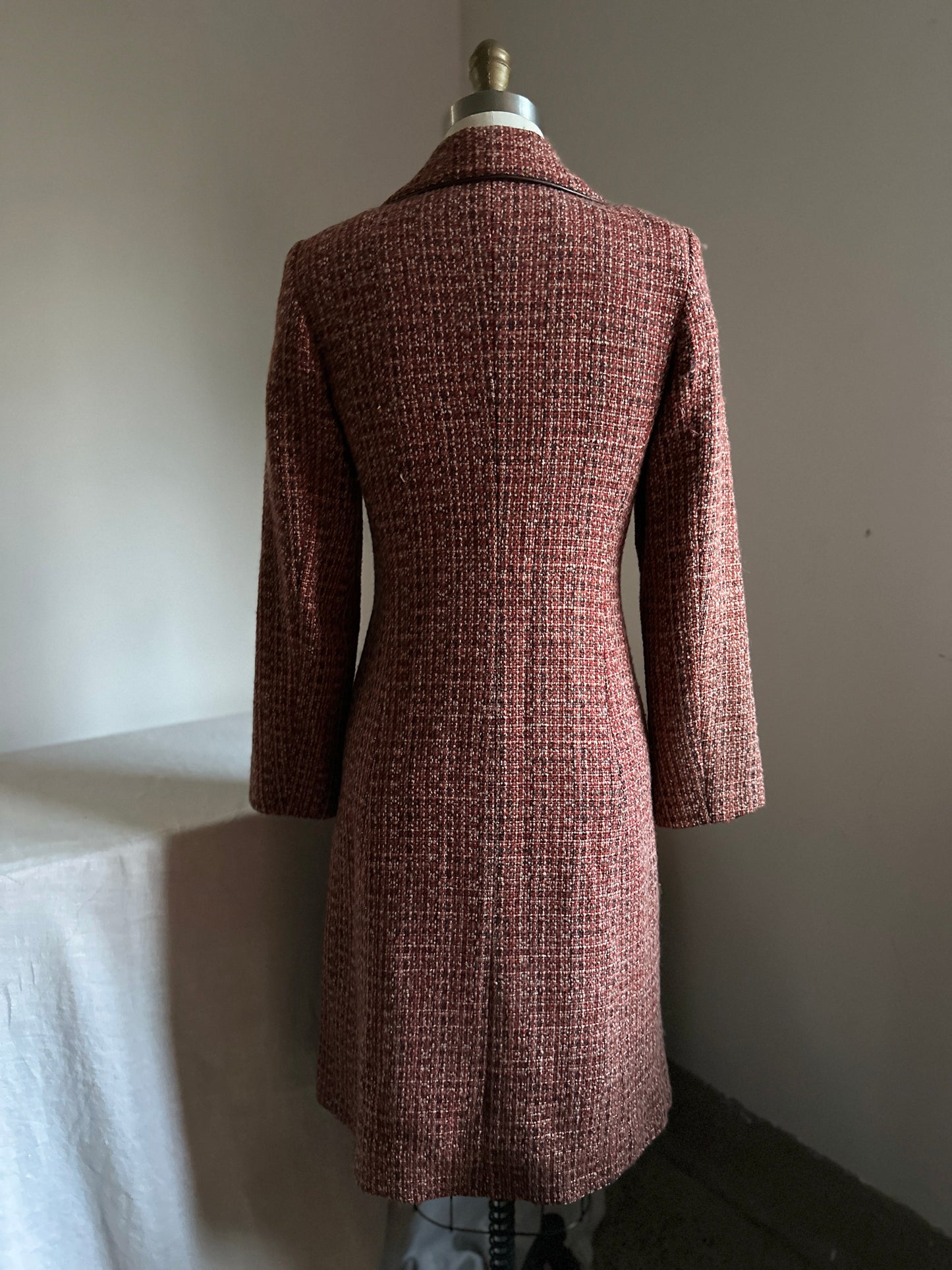 Sisley Wool and Alpaca Brown Plaid Overcoat