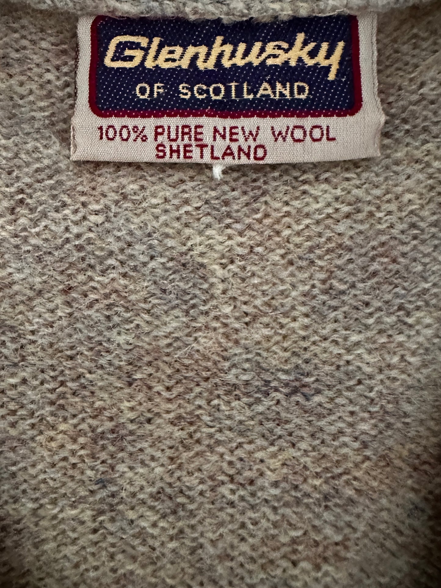 Glen Husky Cream and Pastel Wool with Leather Trim and Patch Sweater