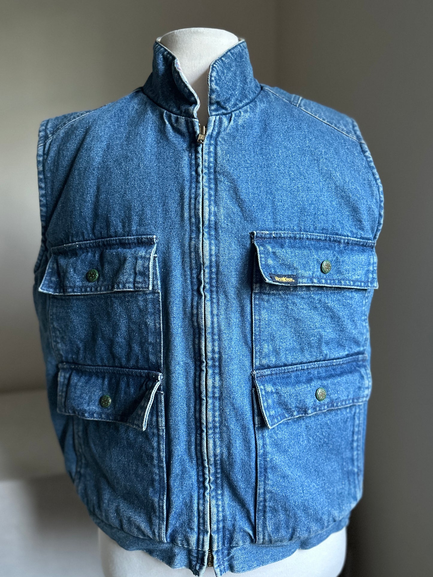 Osh Kosh Flannel Lined Denim Snap up Vest