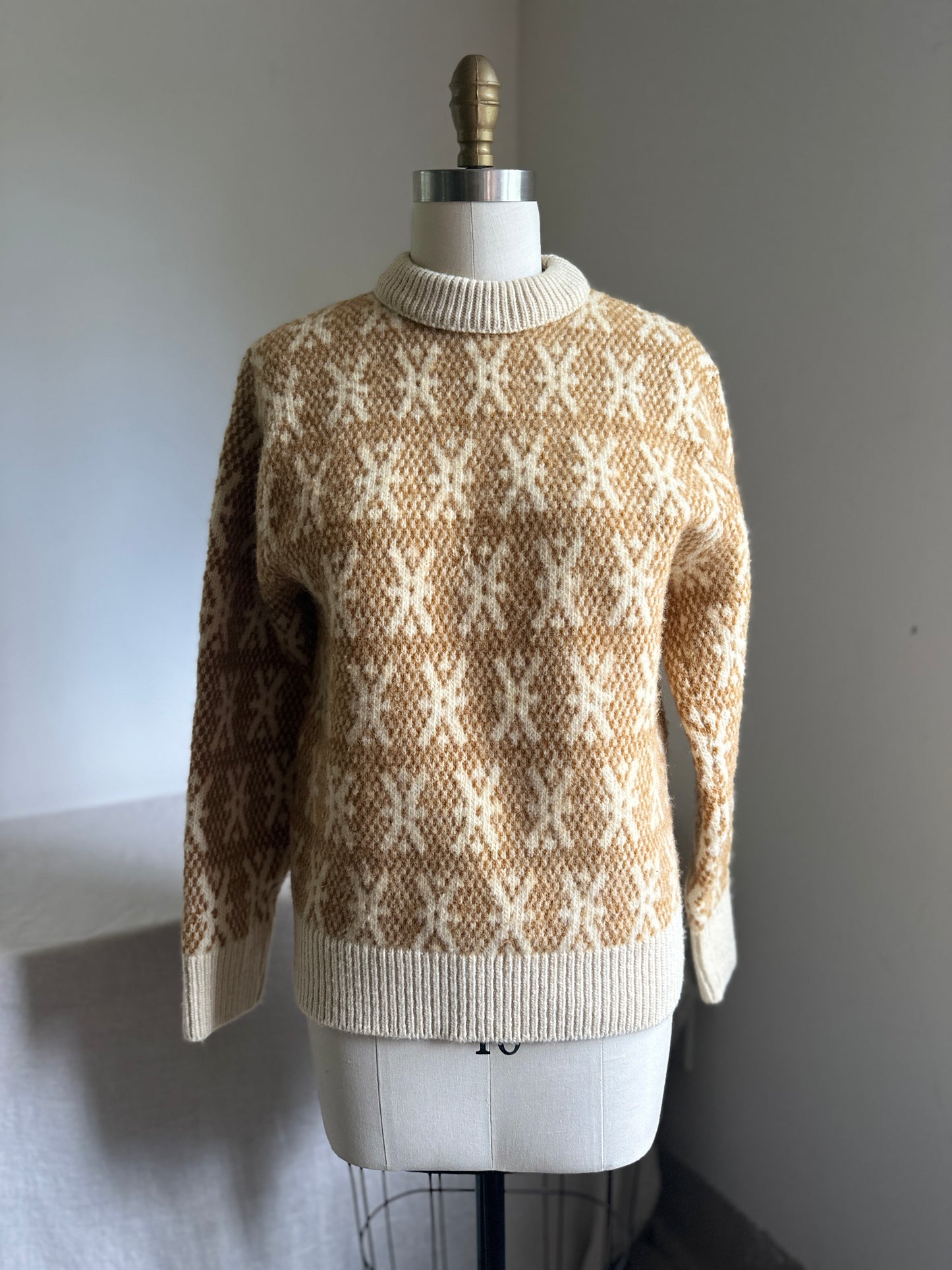 Pendleton Yellow and Cream Crewneck Wool Sweater