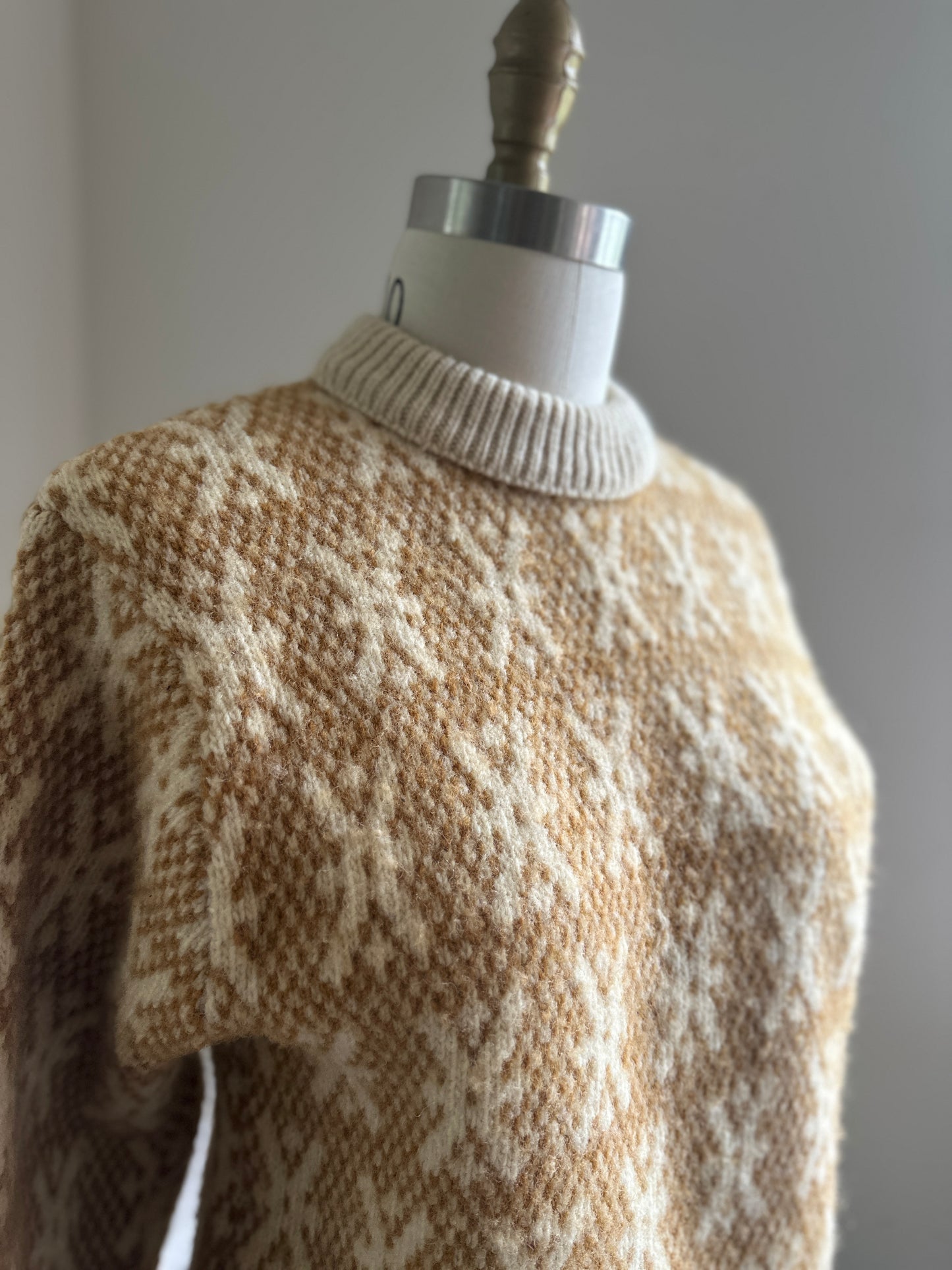 Pendleton Yellow and Cream Crewneck Wool Sweater