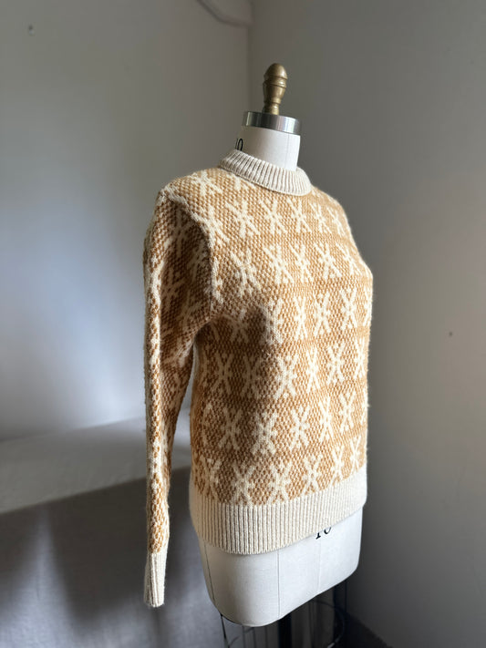 Pendleton Yellow and Cream Crewneck Wool Sweater