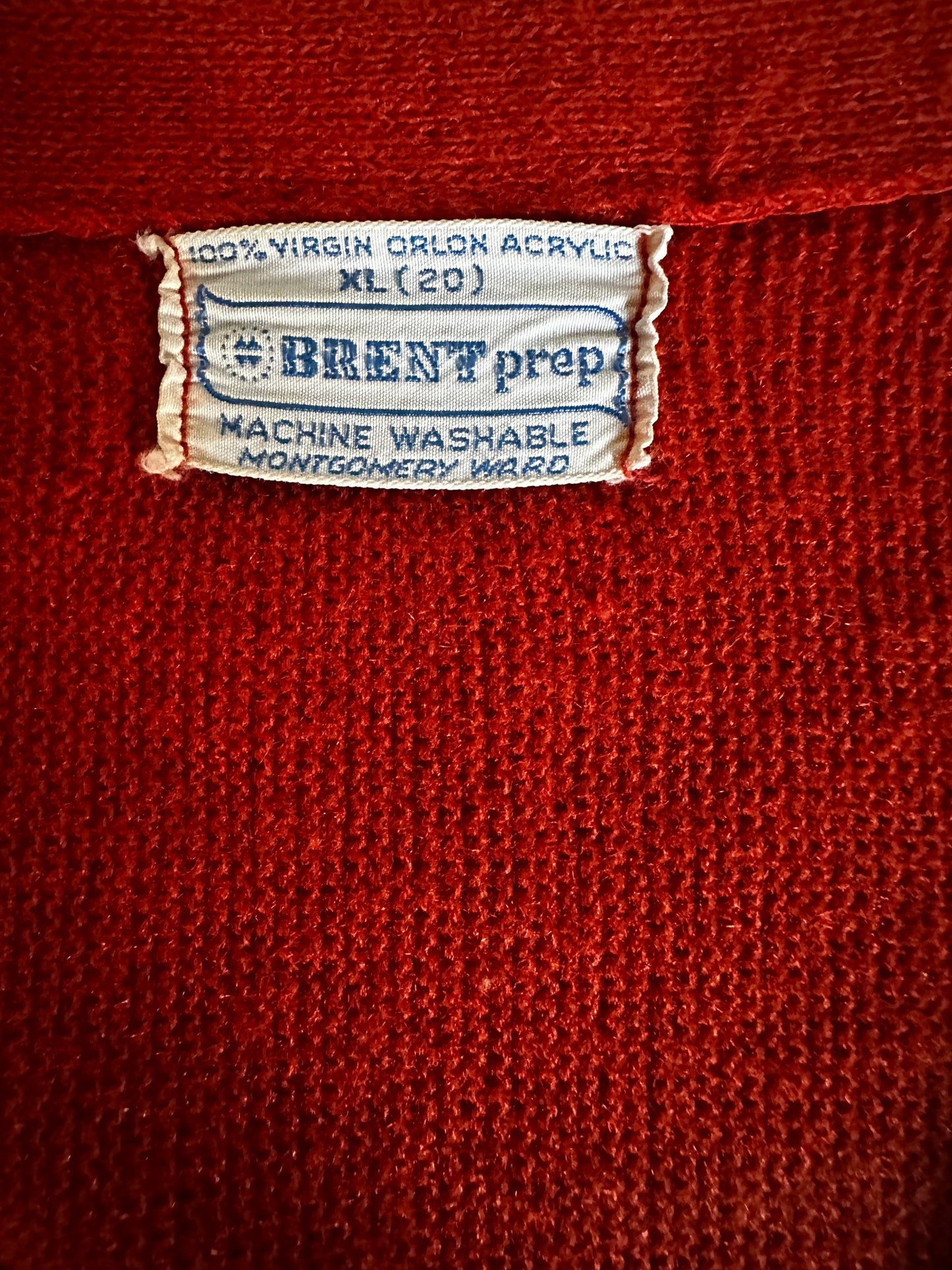 Brent Prep Montgomery Ward Rust Cardigan Sweater