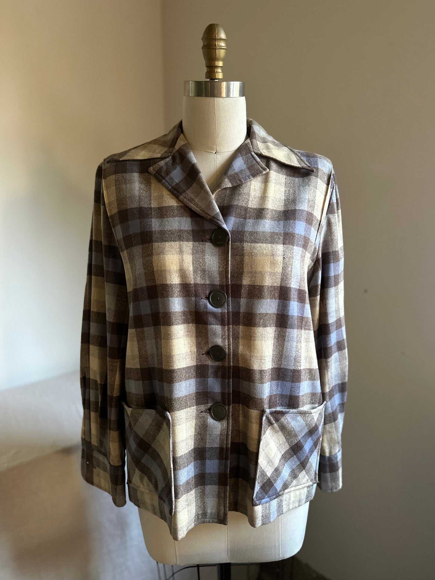 Bobbie Brooks Plaid Button Up Jacket