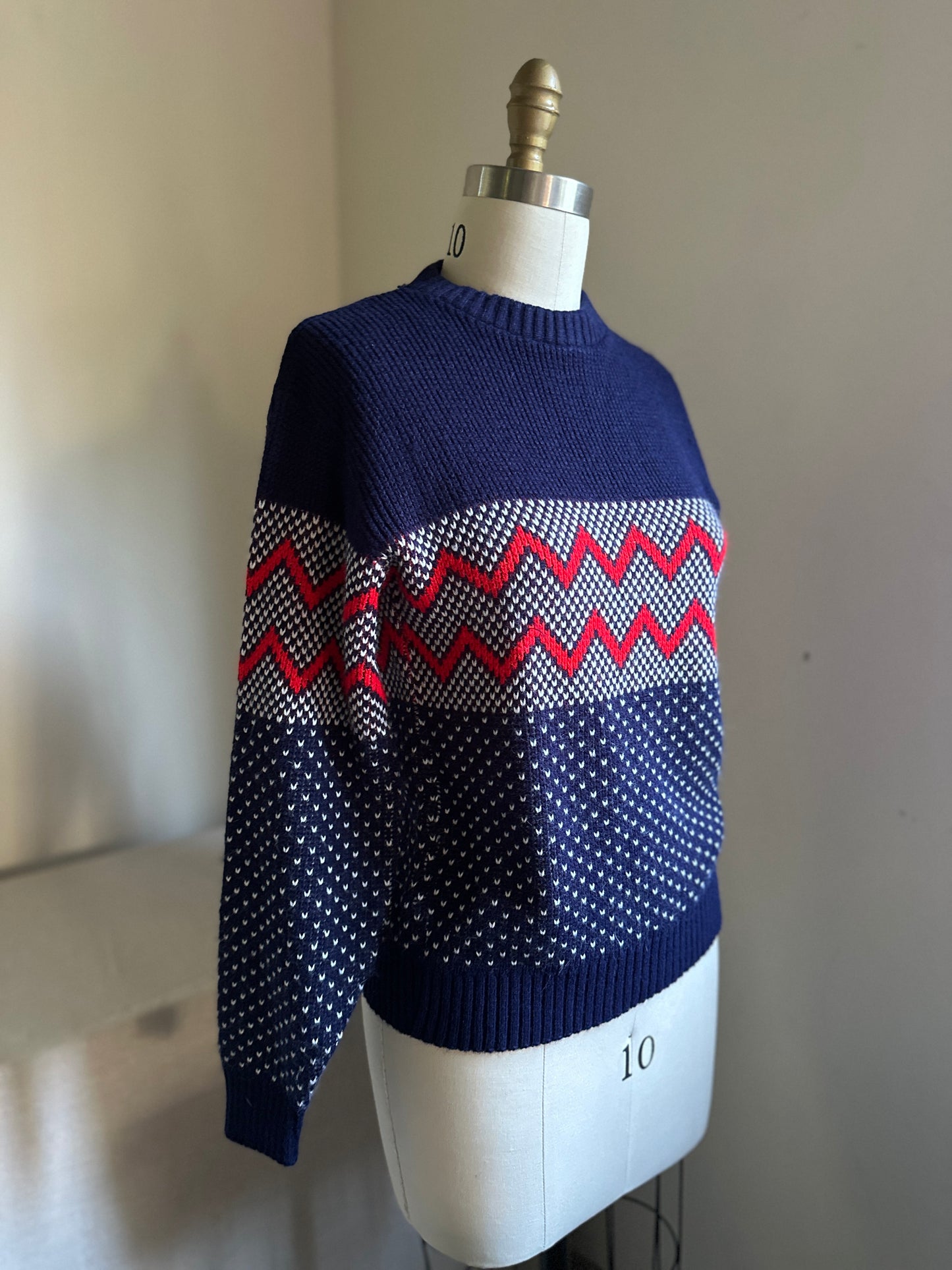 Crown Sportswear Navy Blue Sweater with Red Detail