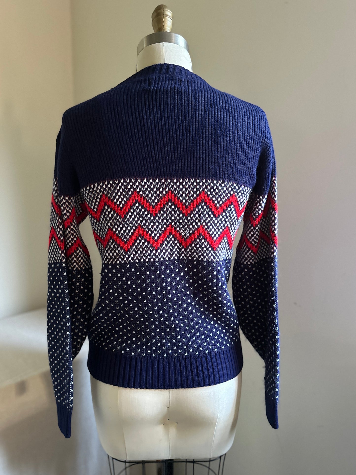 Crown Sportswear Navy Blue Sweater with Red Detail