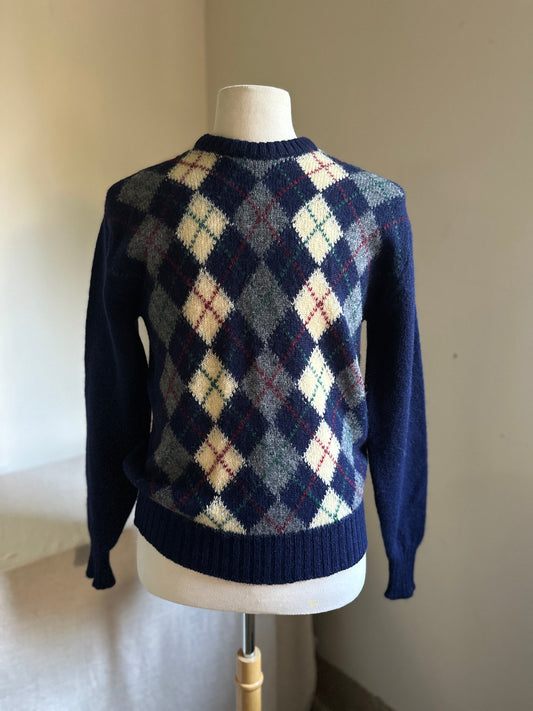 Boathouse Navy Blue Aryle Shetland Wool Sweater