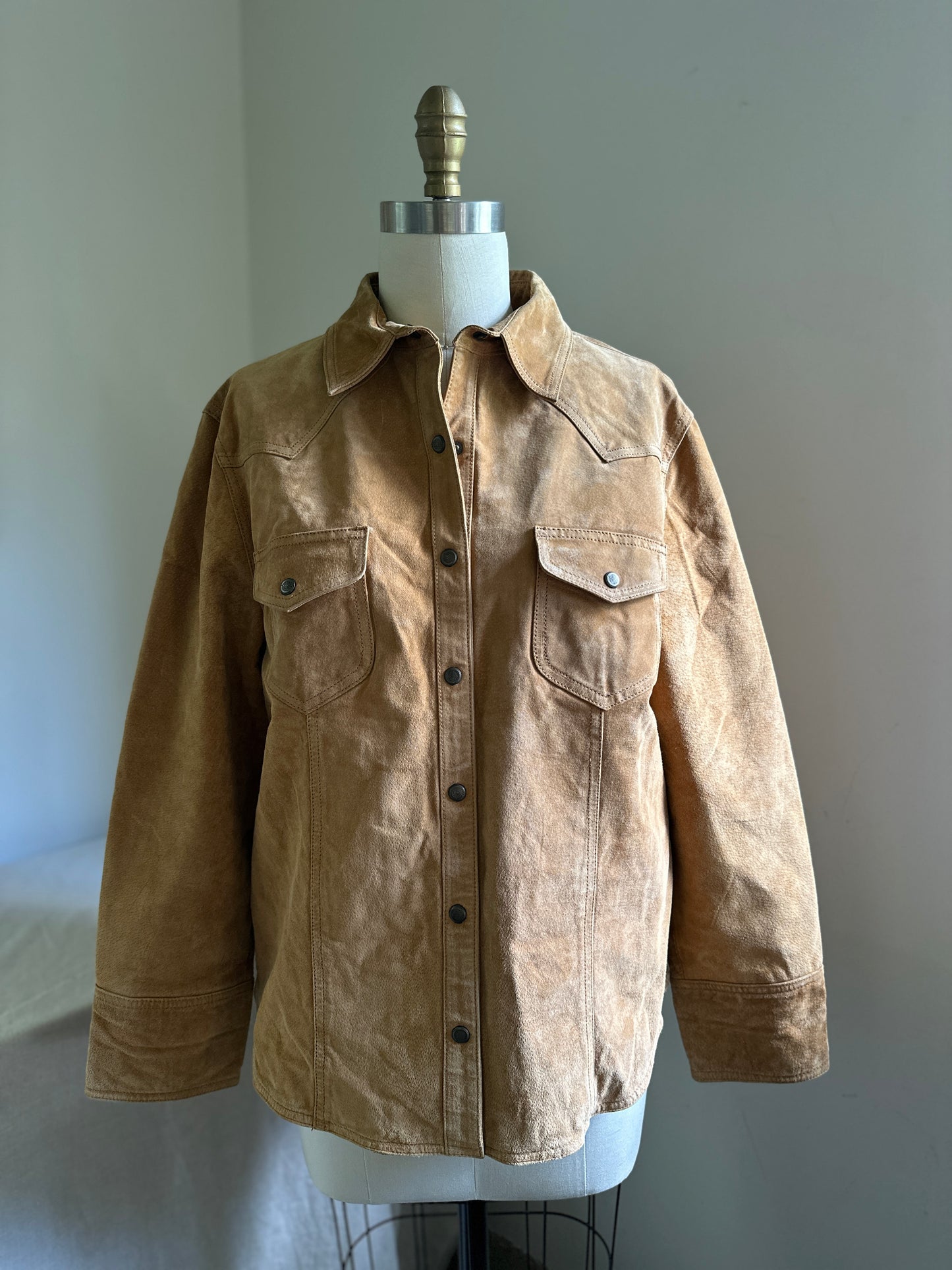 Bill Blass Suese Snap Up Leather Shirt/Jacket