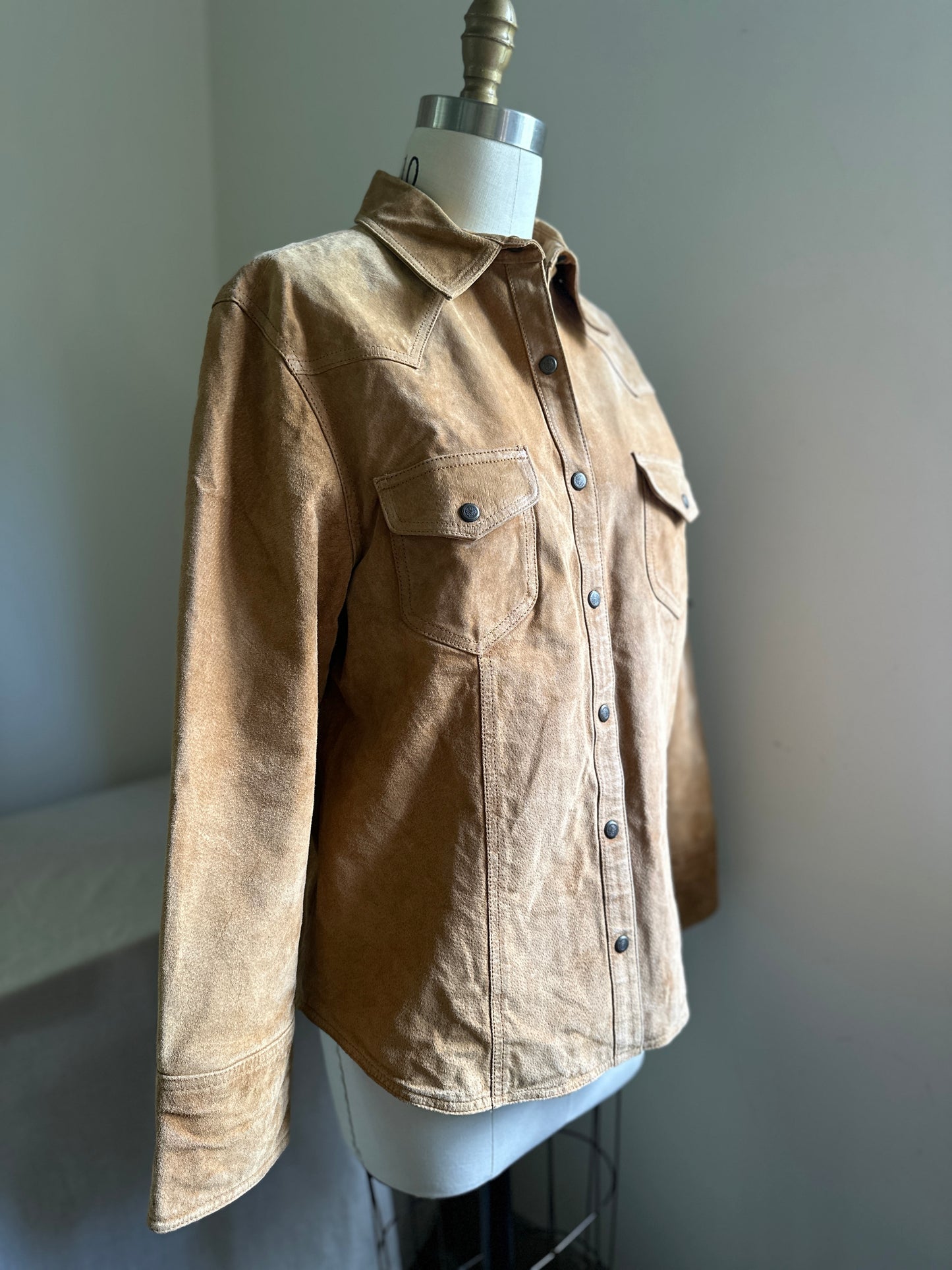 Bill Blass Suese Snap Up Leather Shirt/Jacket