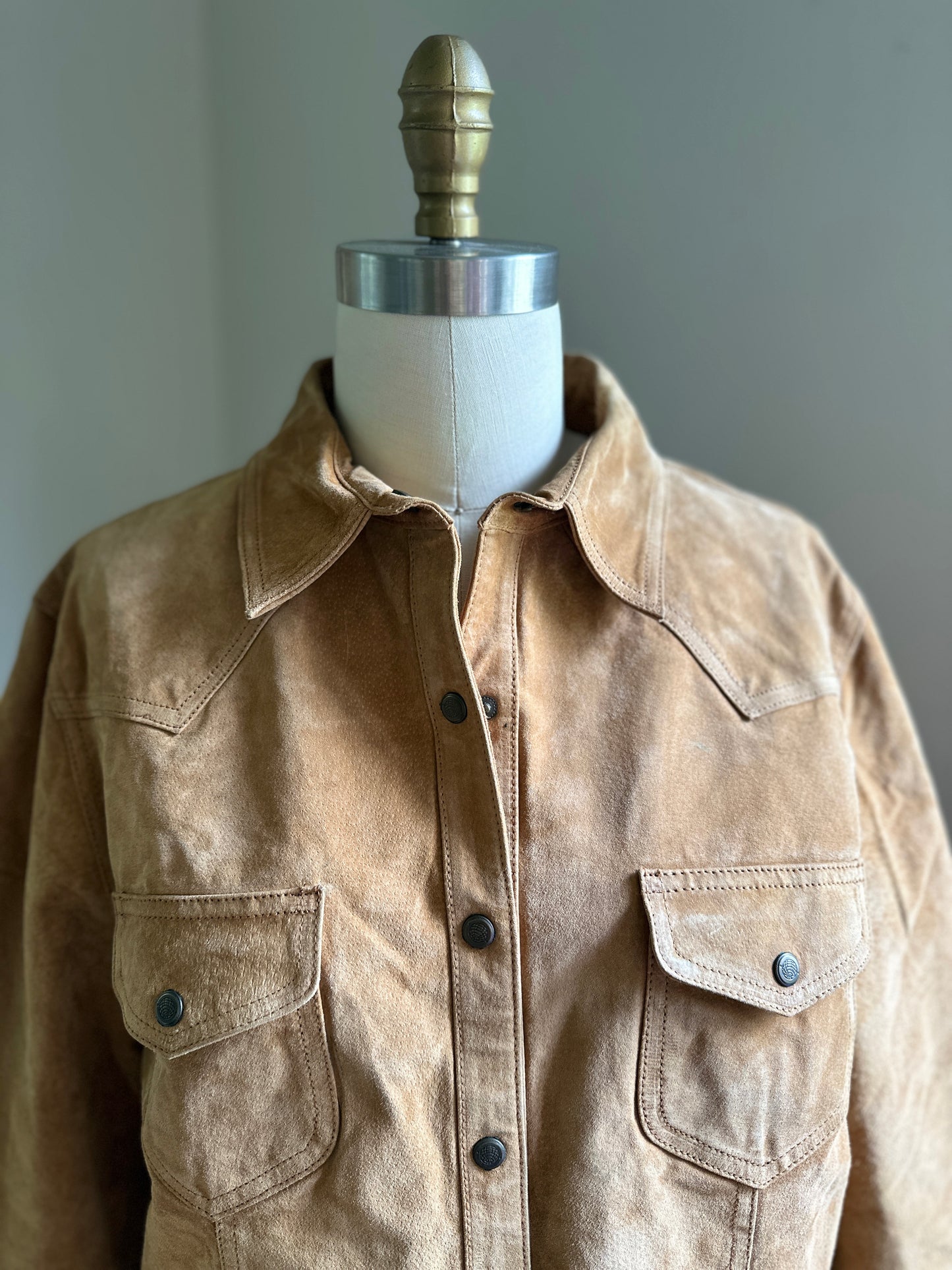 Bill Blass Suese Snap Up Leather Shirt/Jacket