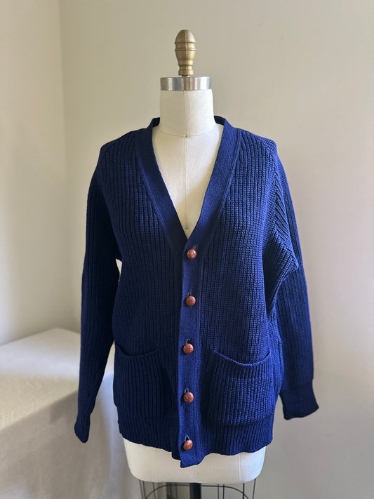 Norsewear Heavy Blue Wool Cardigan Sweater