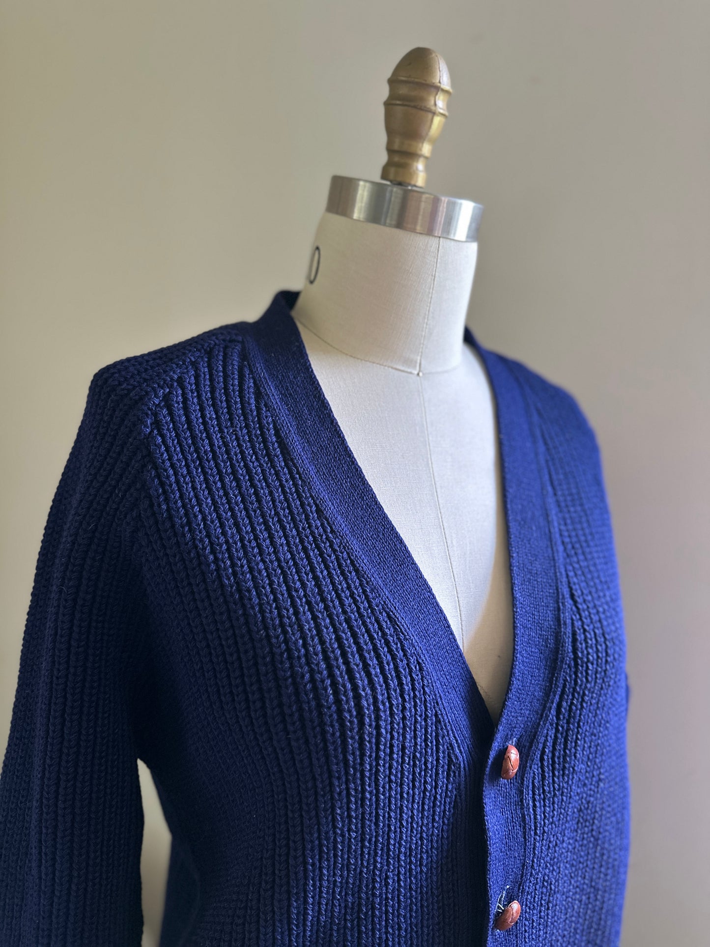 Norsewear Heavy Blue Wool Cardigan Sweater