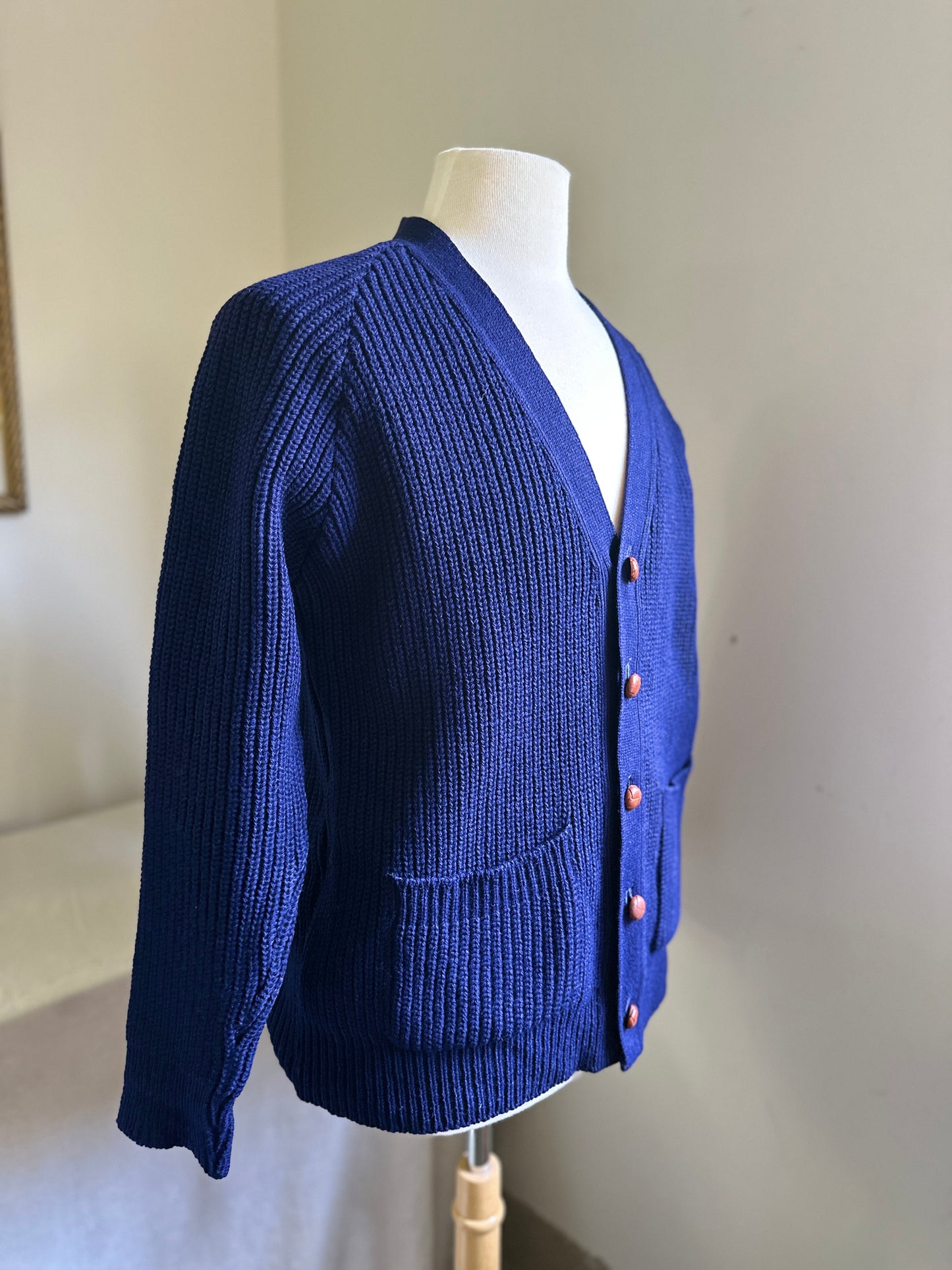 Norsewear Heavy Blue Wool Cardigan Sweater