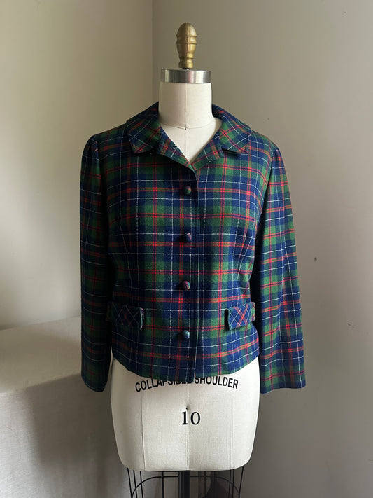 Pendleton Blue, Green, Pink Plaid Button Up Jacket