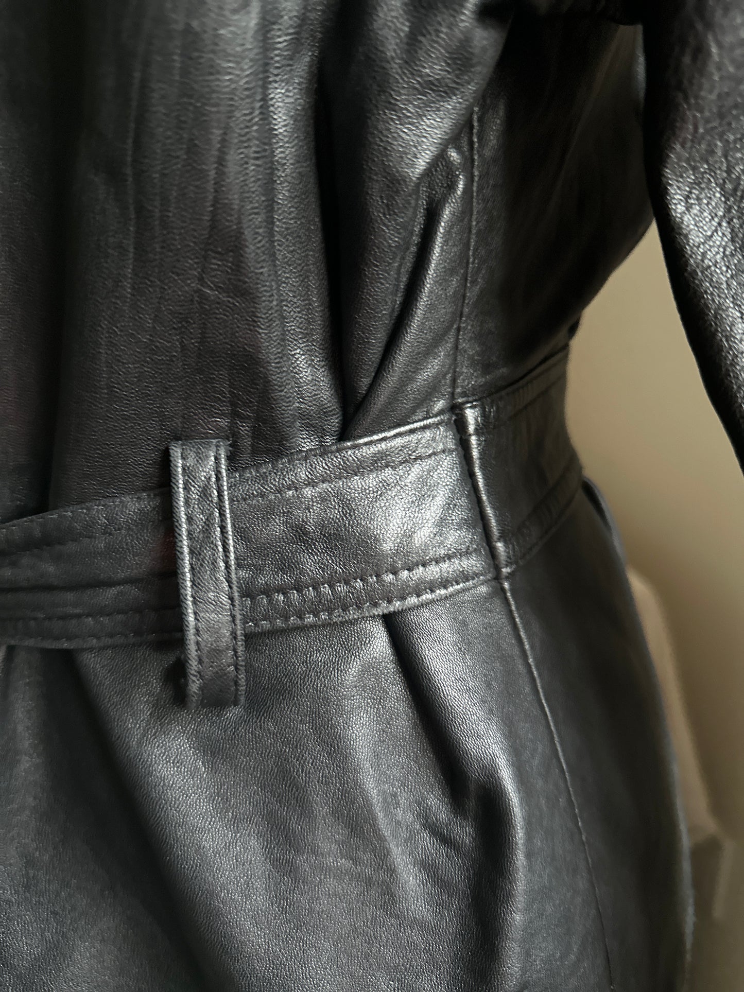 Evan Davies Side Zip Belted Black Leather Jacket