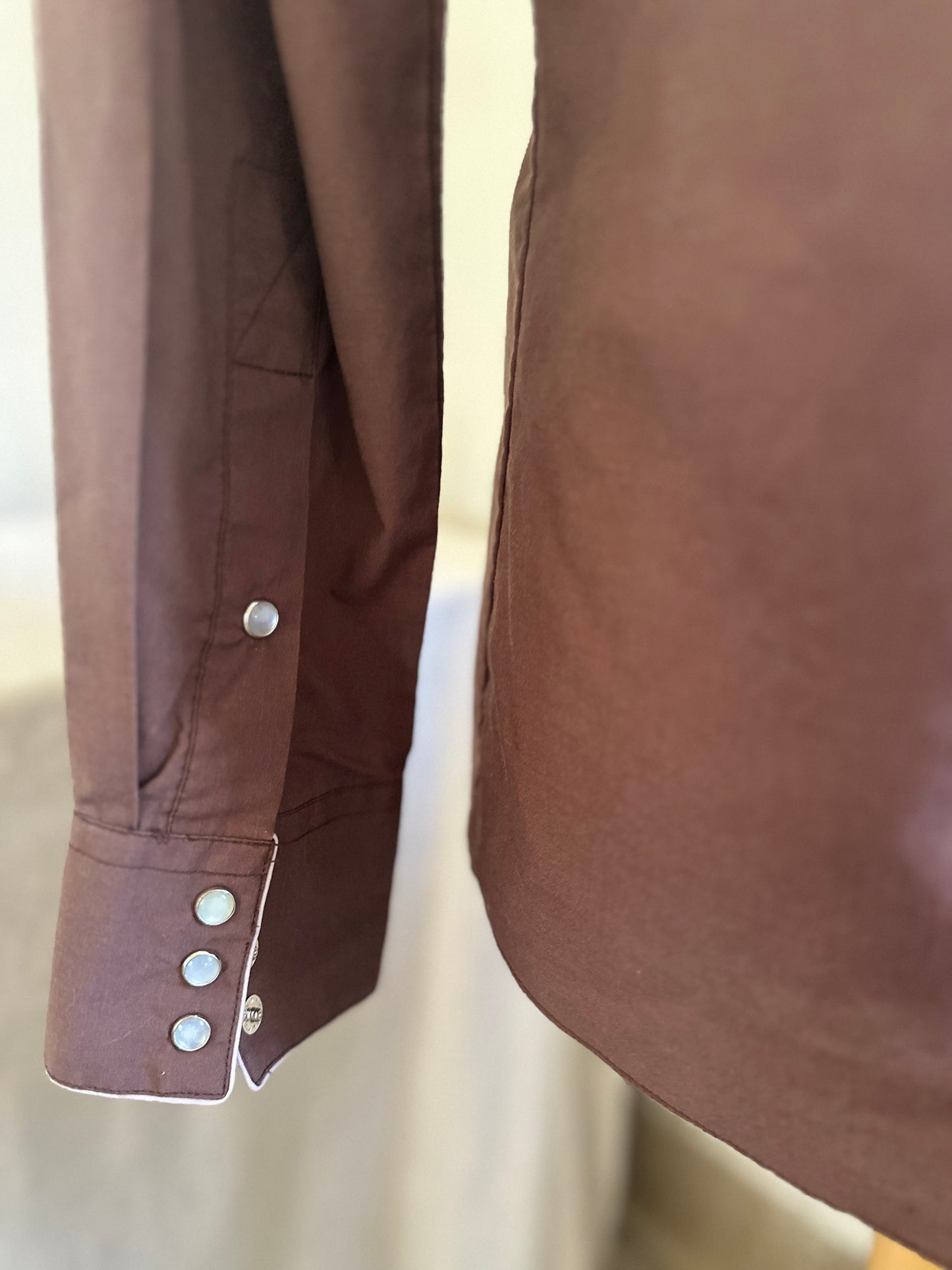 Kennington Rocking Rancher Brown Western Pearl Snap Up Embroidered Dress Shirt