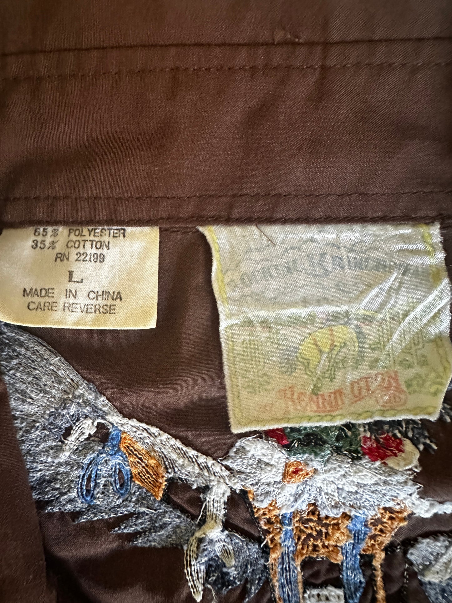 Kennington Rocking Rancher Brown Western Pearl Snap Up Embroidered Dress Shirt