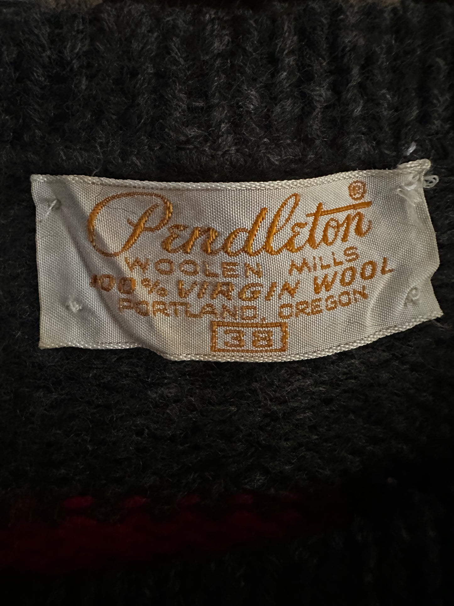 Pendleton Red and Grey Checkered Boatneck Wool Sweater