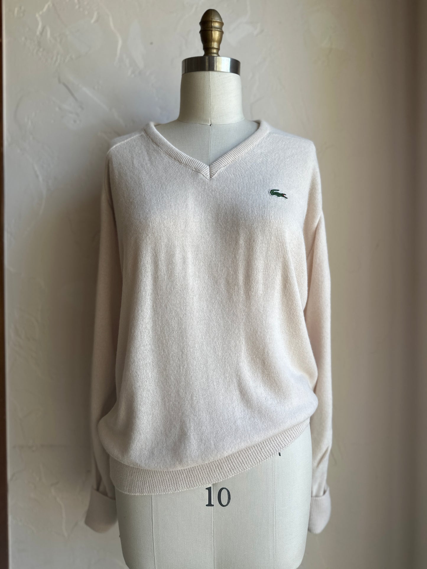 Izod by Lacoste Cream V-Neck Sweater