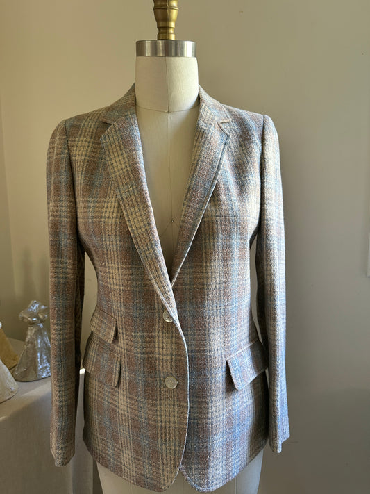 Satchel Cream and Blue Plaid Button Up Cart