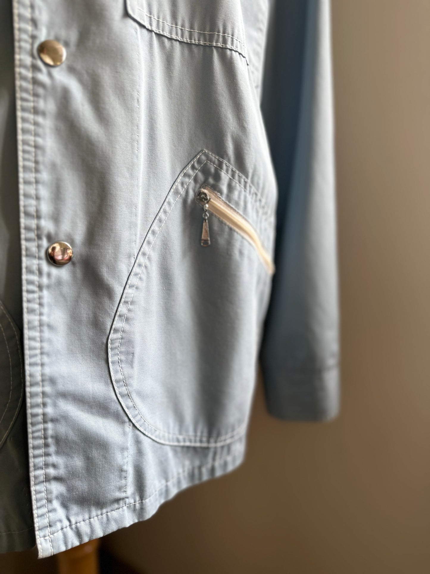 Crownley Dusty Blue Snap Up Chore Jacket