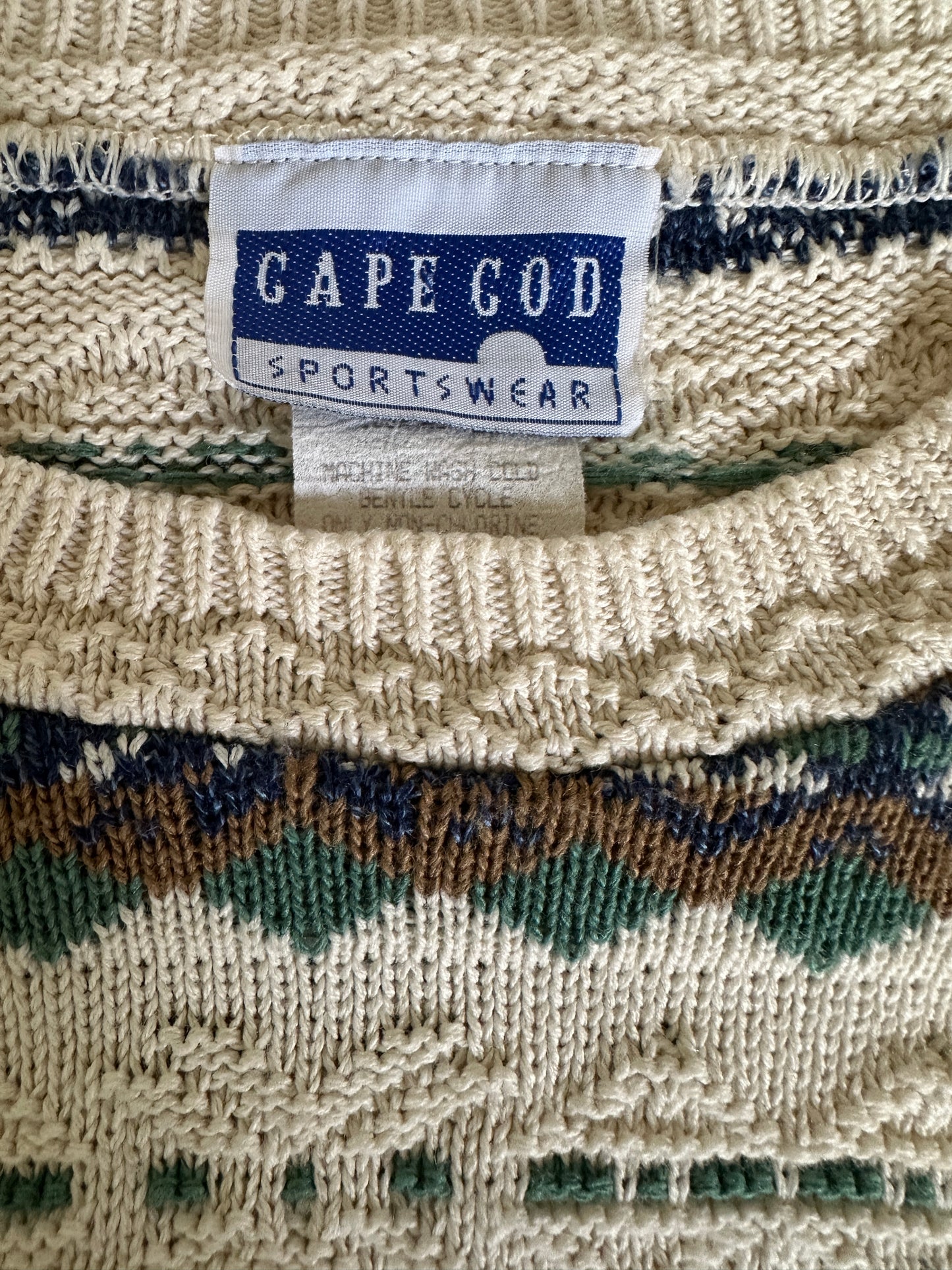 Cape Coad Short Sleeve Cream Cotton Striped Sweater